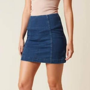 Free People Nautilus Blue Denim Skirt, Size- 2